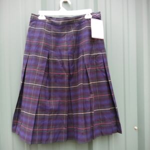 New Junior Girls Teens Tartan Plaid Midi Skirt Size 8 1/2 School Uniform Preppy